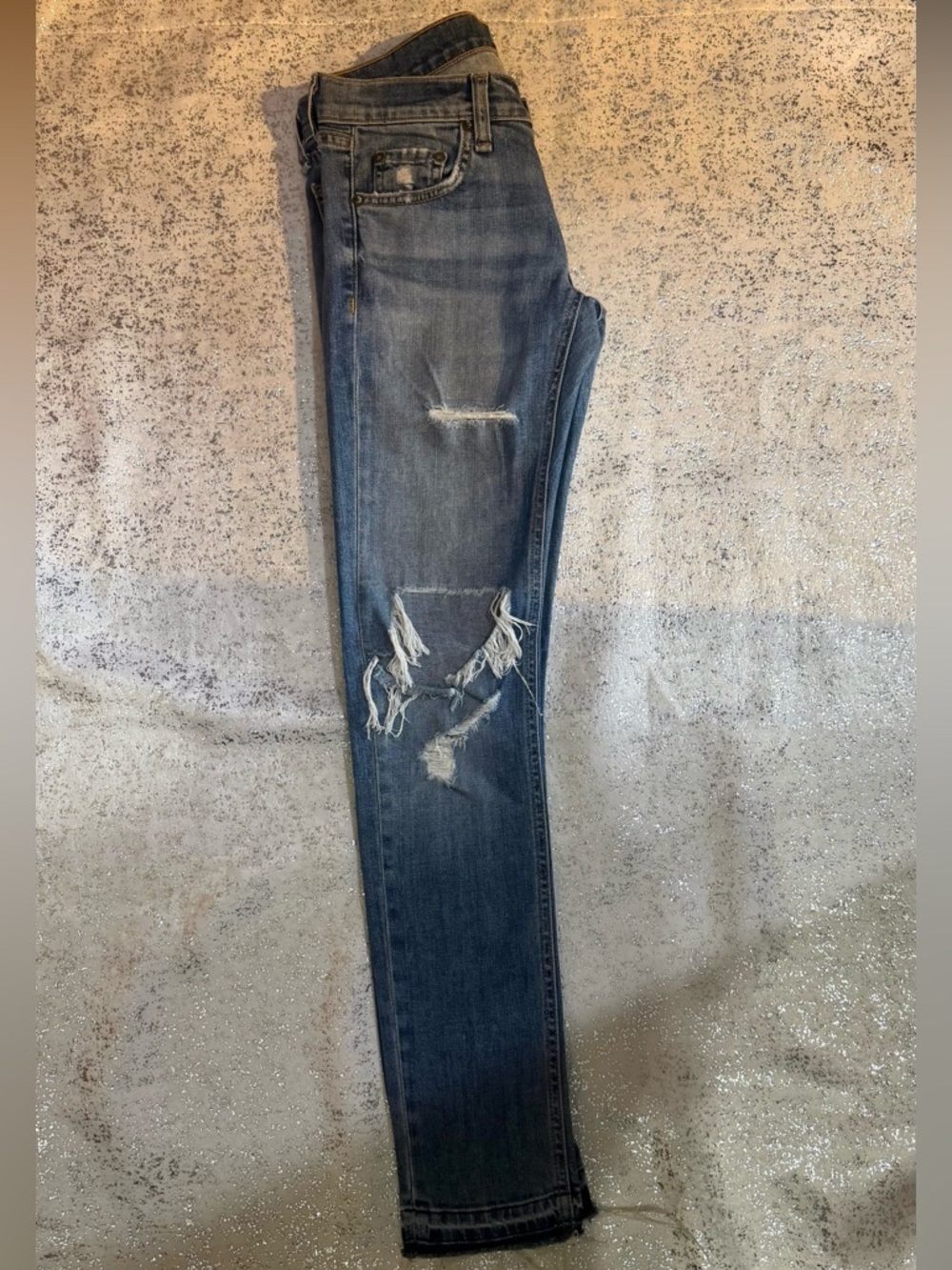 rag & bone Blue Ripped Denim Jeans